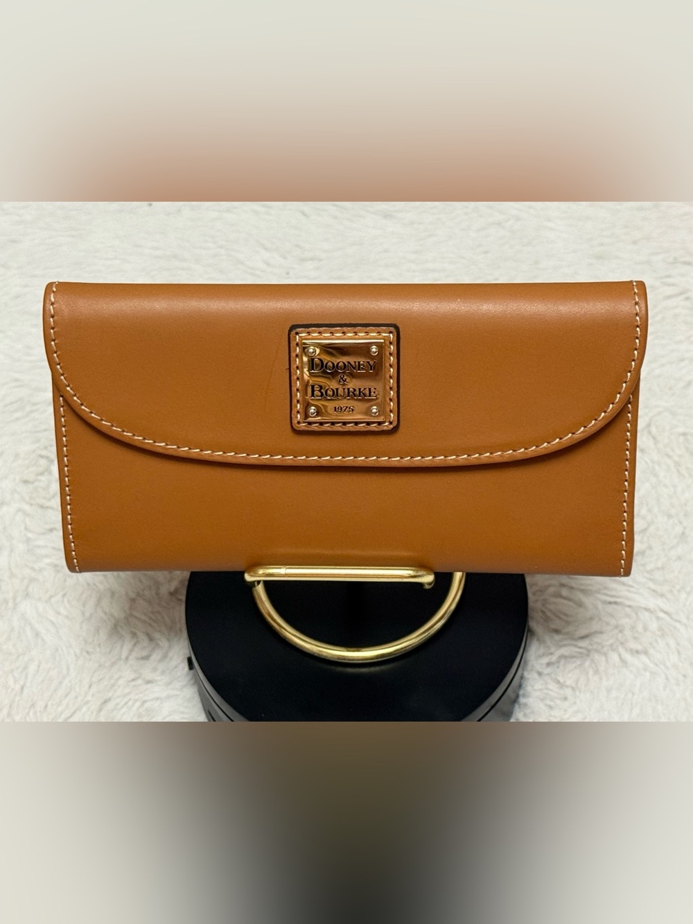 Dooney & Bourke Cognac Leather Wallet with Gold Plaque
